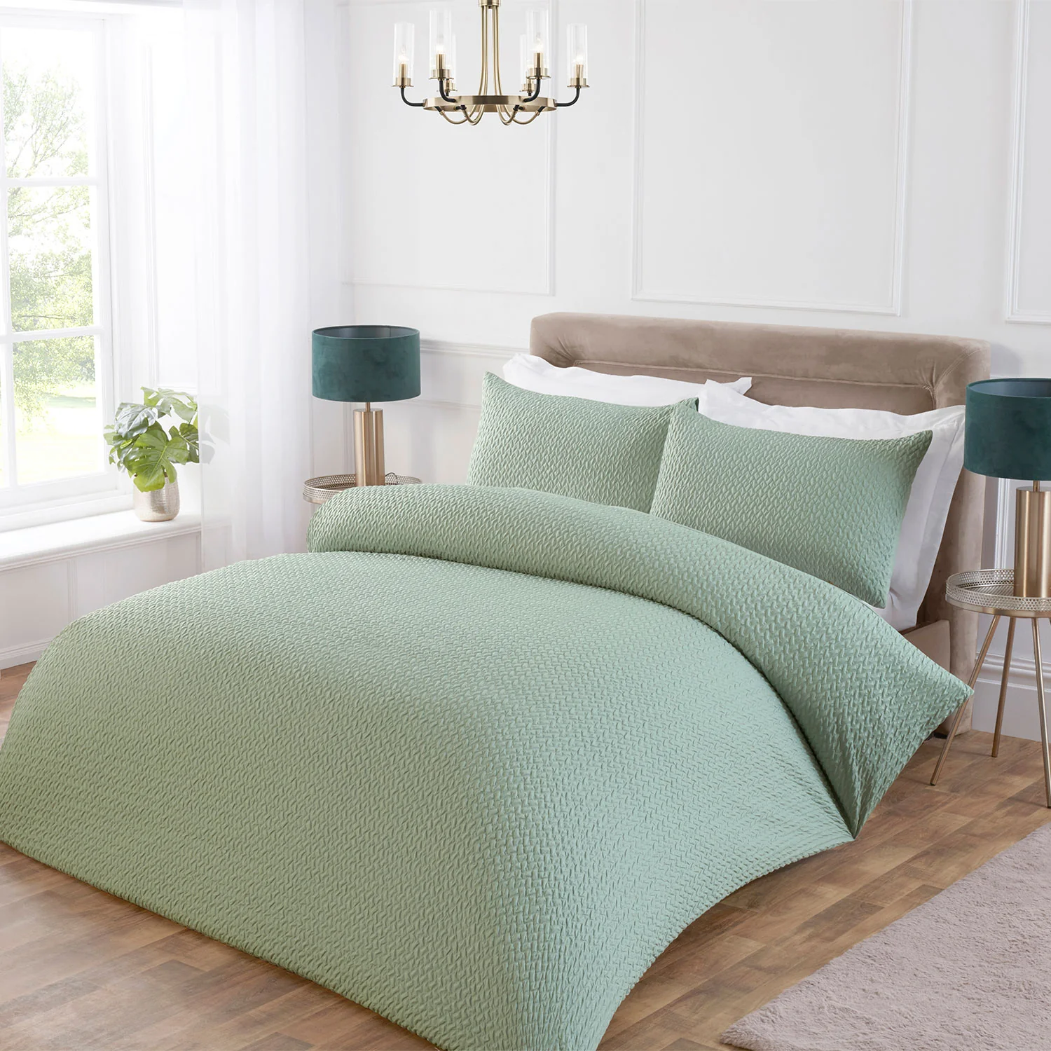 Arlo Soft Green Textured Duvet Set