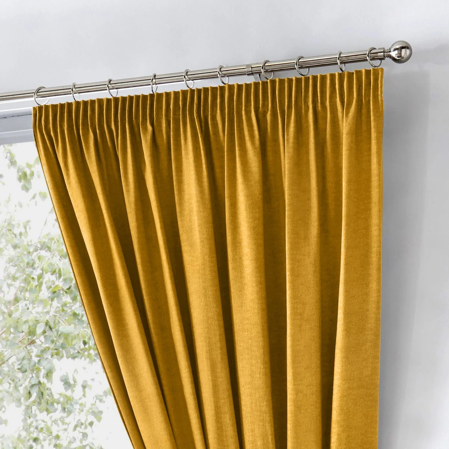 Dijon Ochre Yellow Blackout Thermal Pencil Pleat Curtains