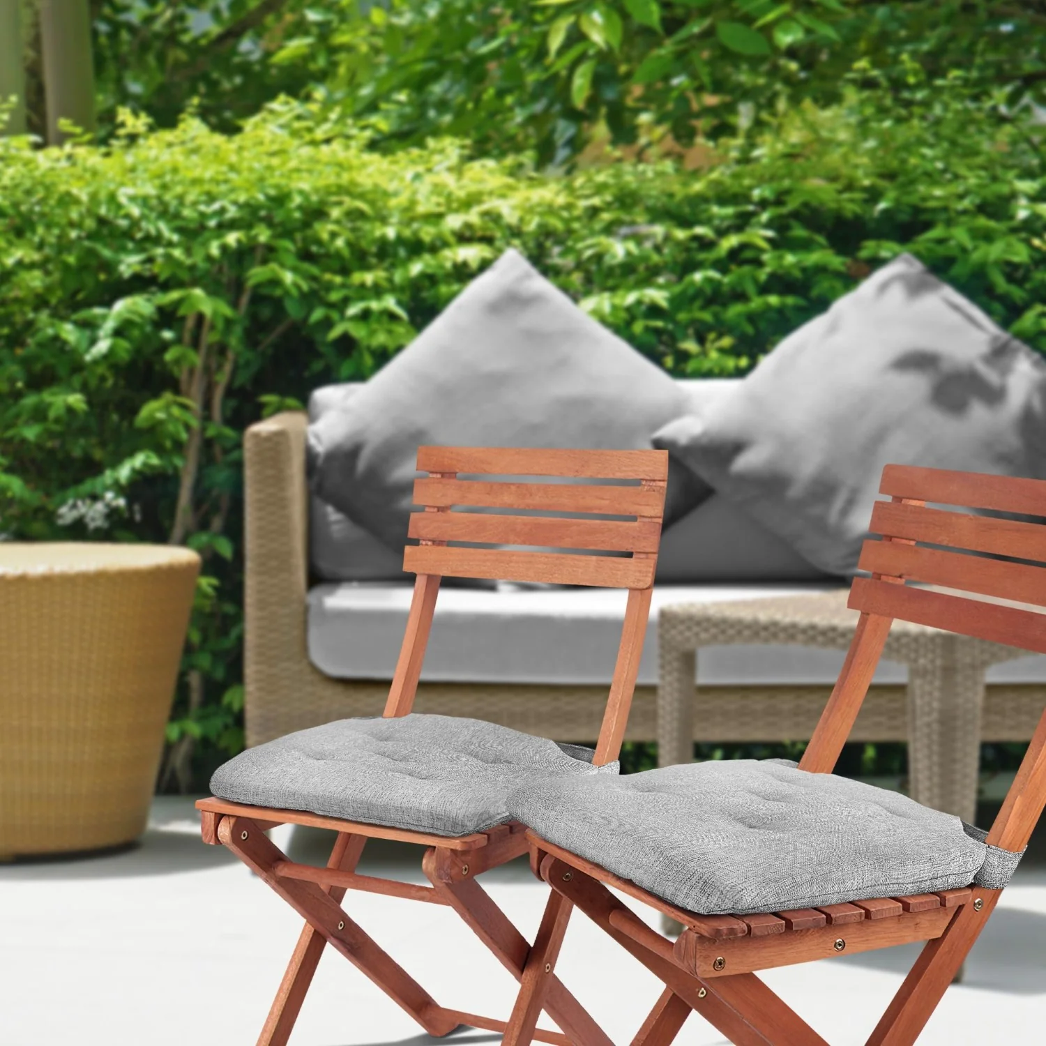 Jardin Silver Waterproof Indoor Outdoor Seat Pad Pair (40cm x 40cm)