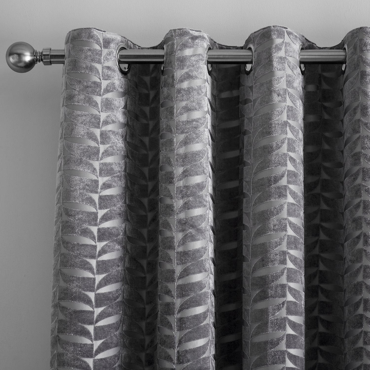 Kendal Charcoal Grey Velvet Eyelet Curtains