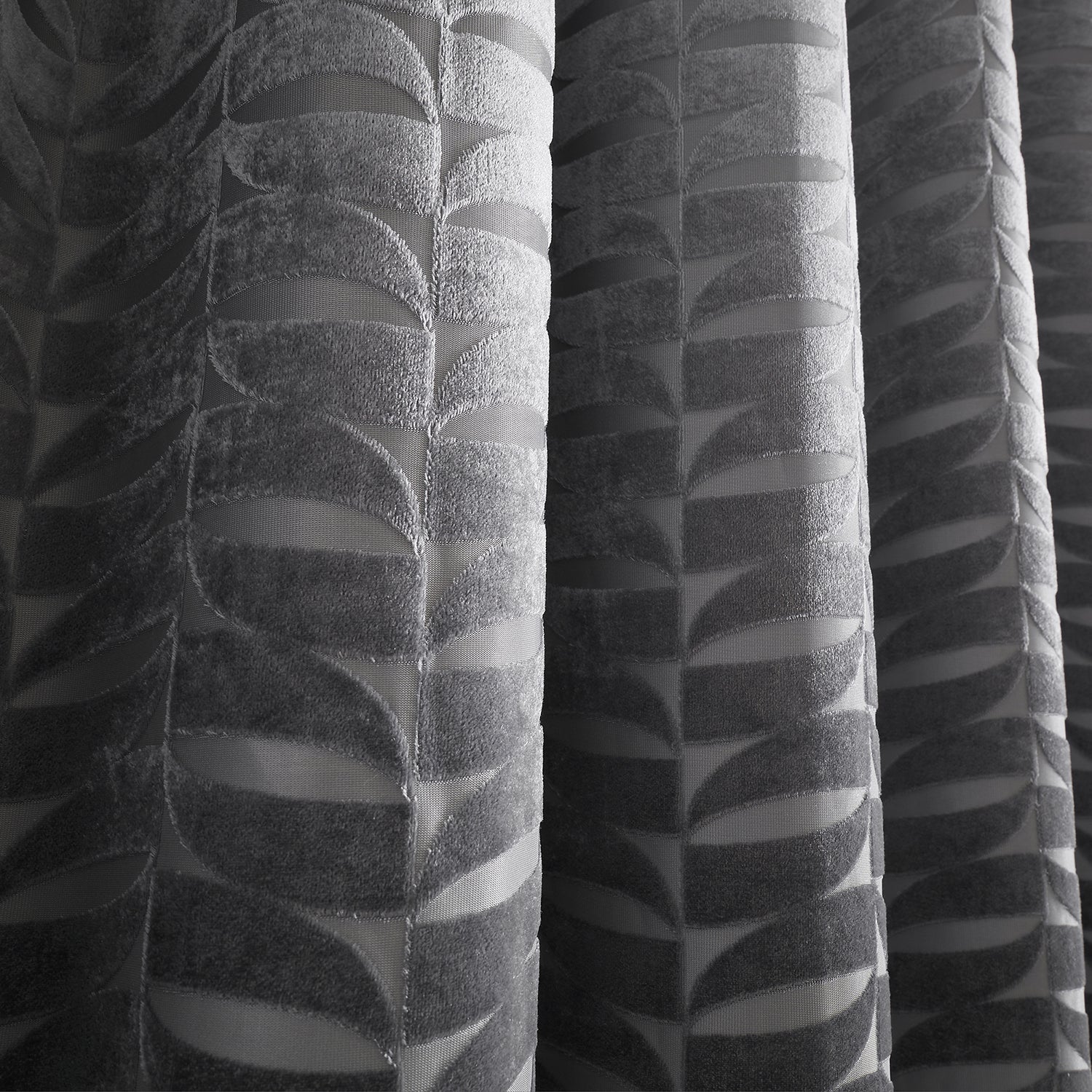Kendal Charcoal Grey Velvet Eyelet Curtains