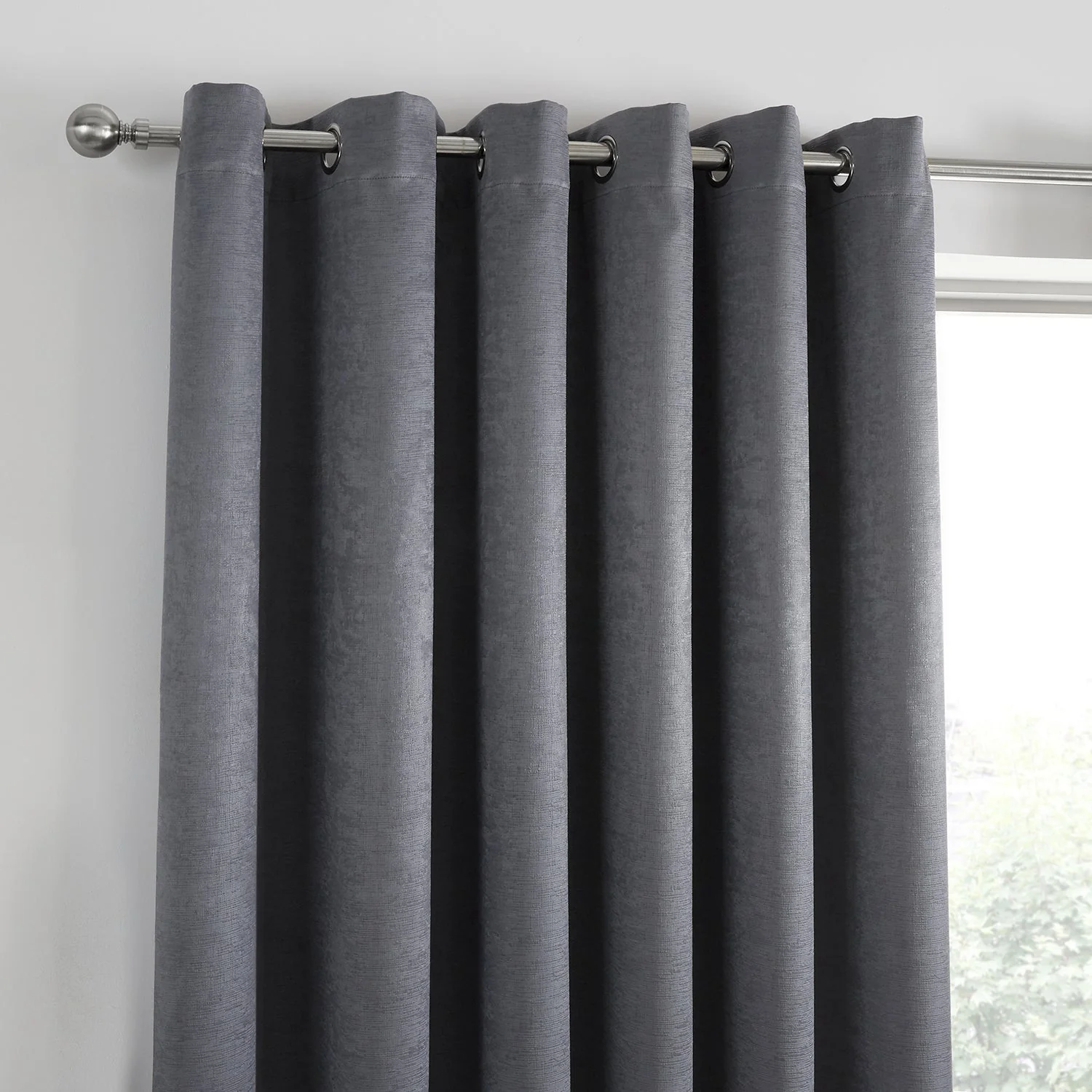 Strata Charcoal Grey Dim Out Eyelet Curtains