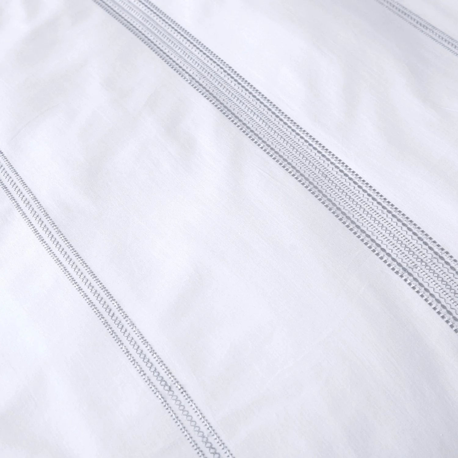 Embroidered Band White 200 Thread Count 100% Cotton Duvet Set