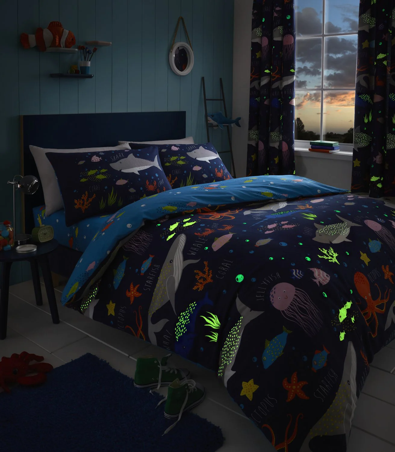 Sea Life Glow-in-the-Dark Kids Duvet Set