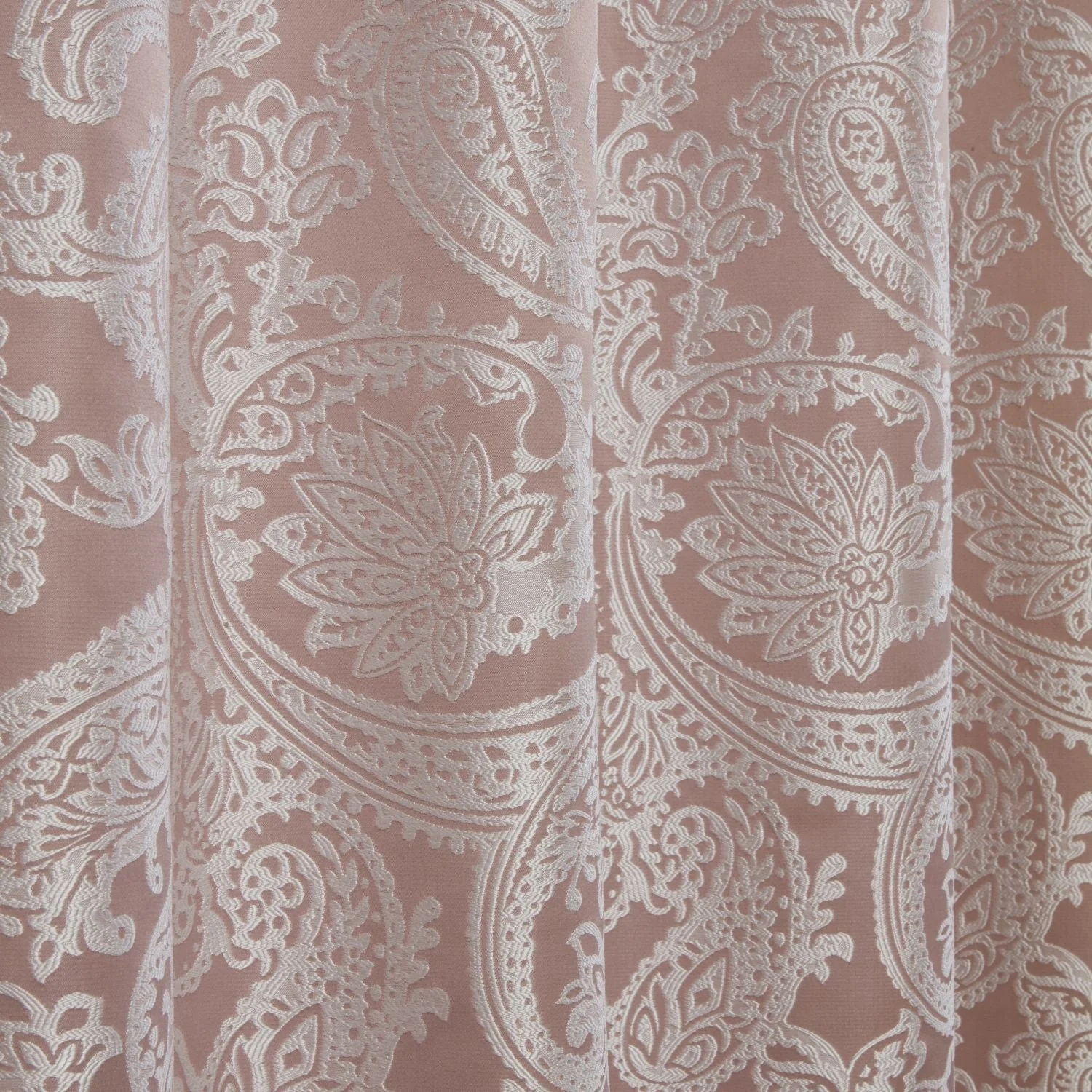 Duchess Blush Pink Lined Pencil Pleat Jacquard Velvet Curtains