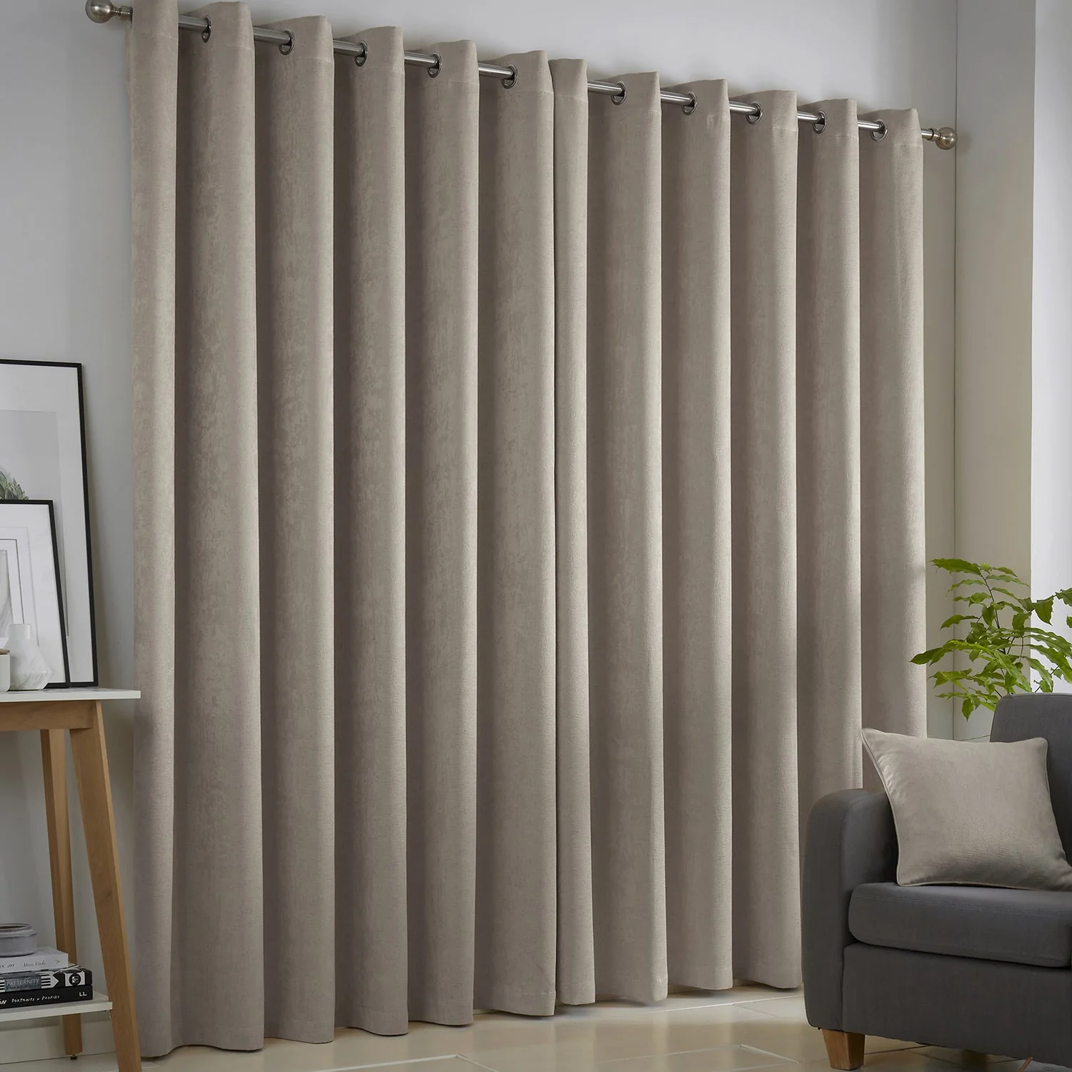 Strata Natural Dim Out Eyelet Curtains