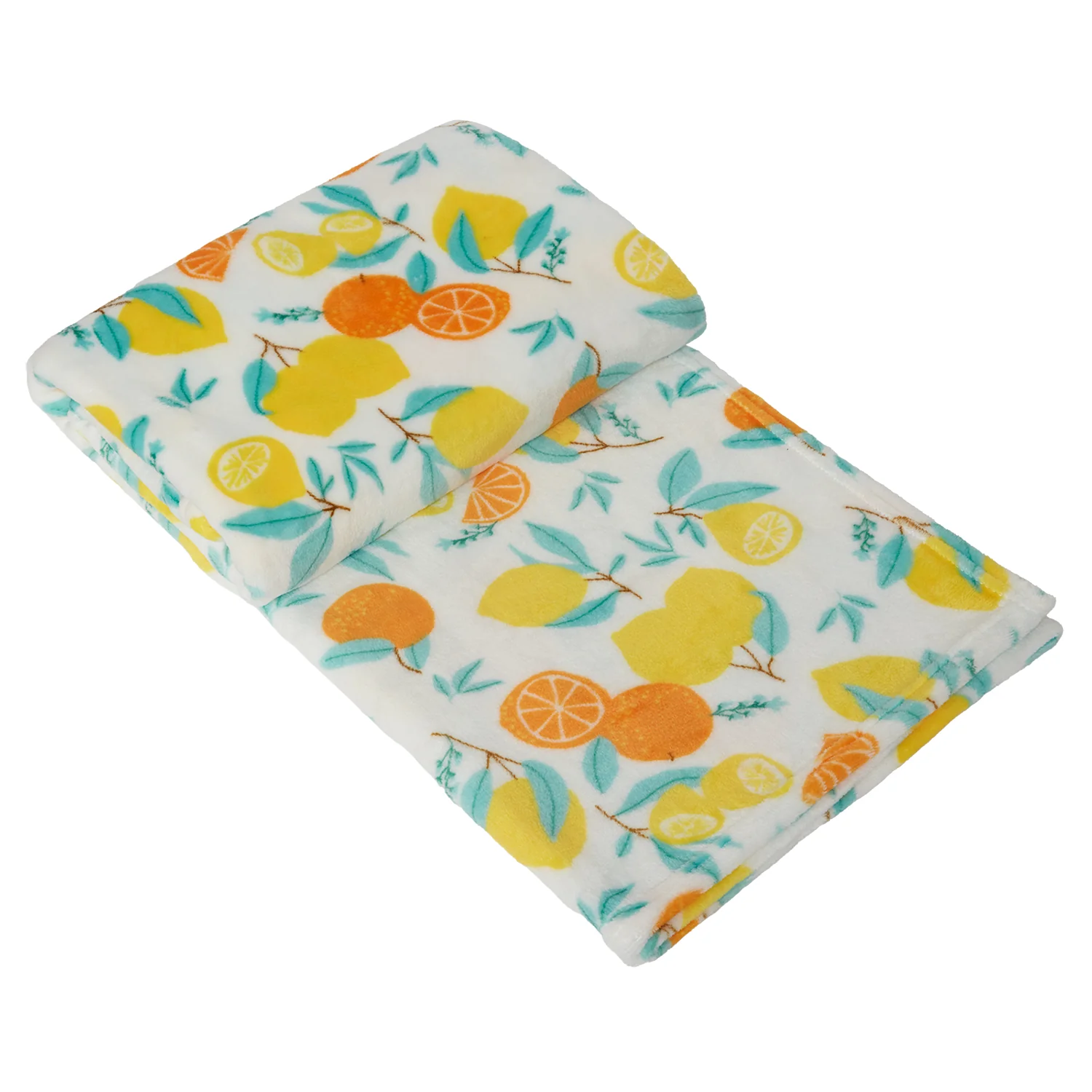 Lemon Citrus Printed Fleece Throw (130cm x 150cm)