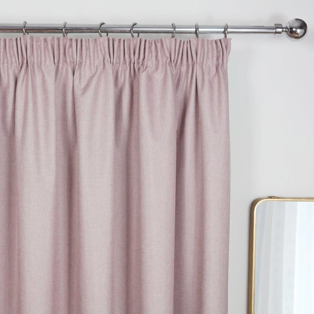 Eclipse Rose Pink Pencil Pleat Blackout Thermal Curtains