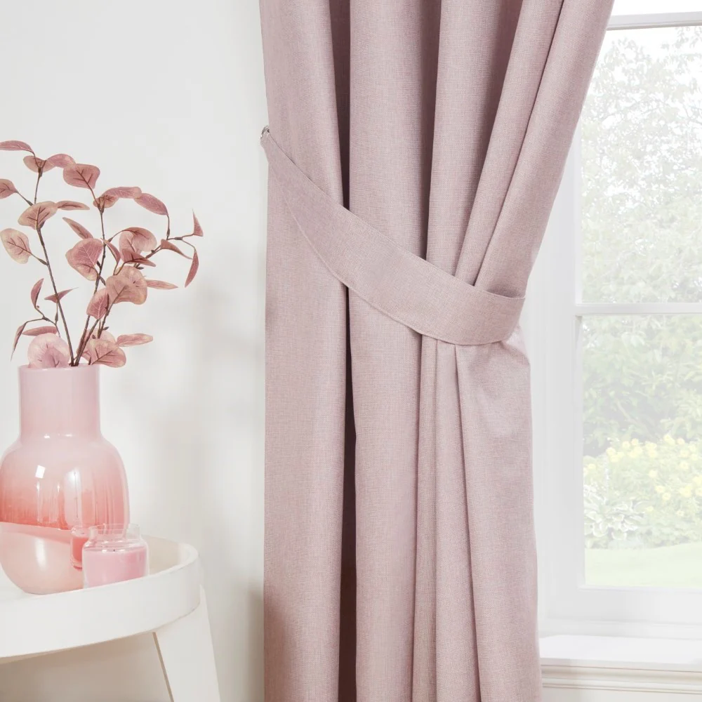 Eclipse Rose Pink Pencil Pleat Blackout Thermal Curtains