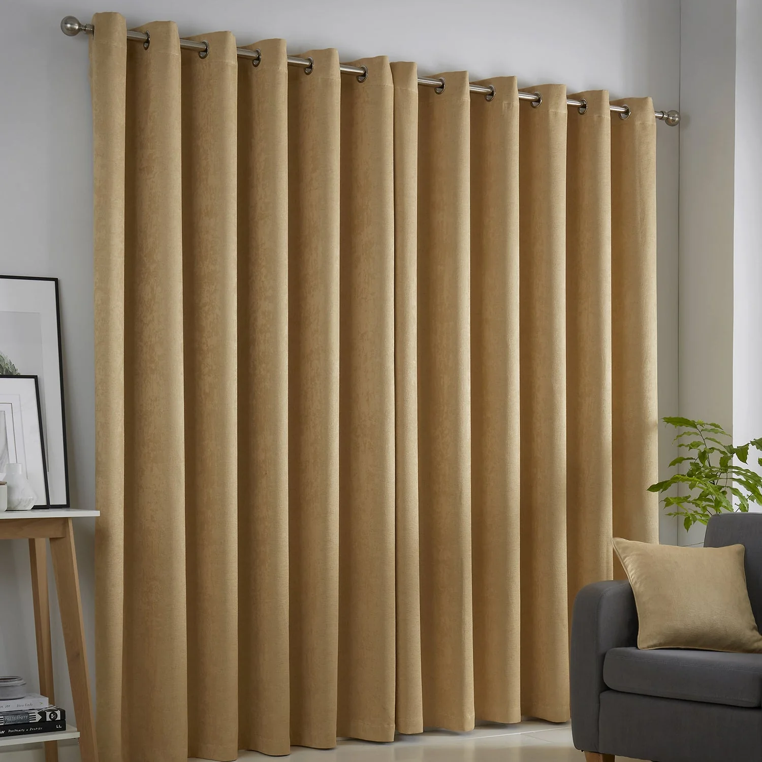 Strata Ochre Yellow Dim Out Eyelet Curtains