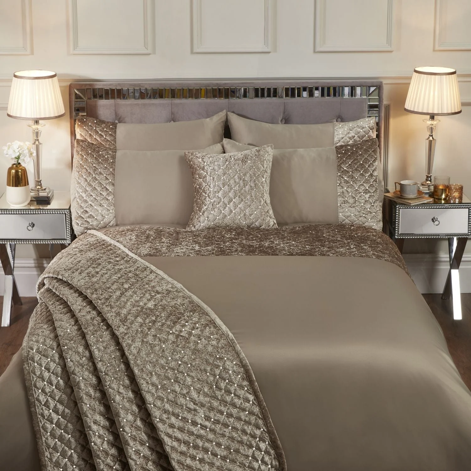 Glamour Mink Quilted Sequin Velvet Duvet Set