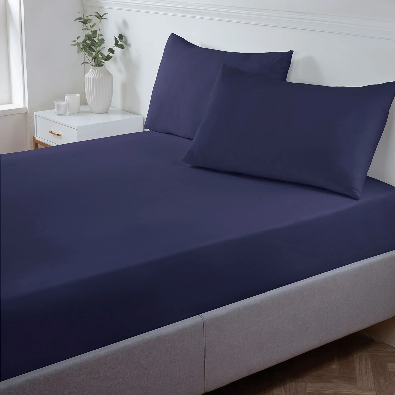 Navy Blue Super Soft Easycare Standard (25cm) Fitted Sheet