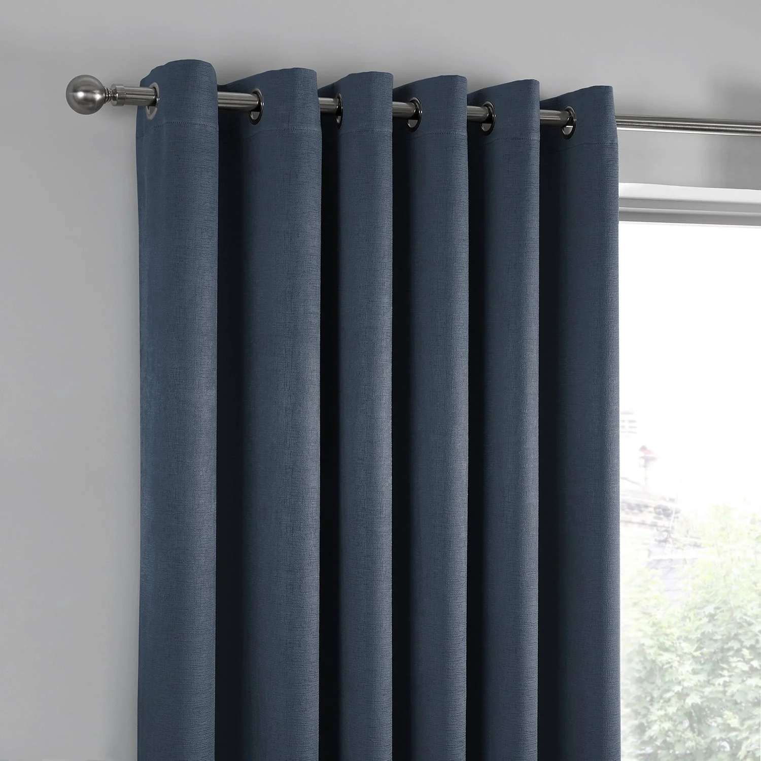 Strata Navy Dim Out Eyelet Curtains