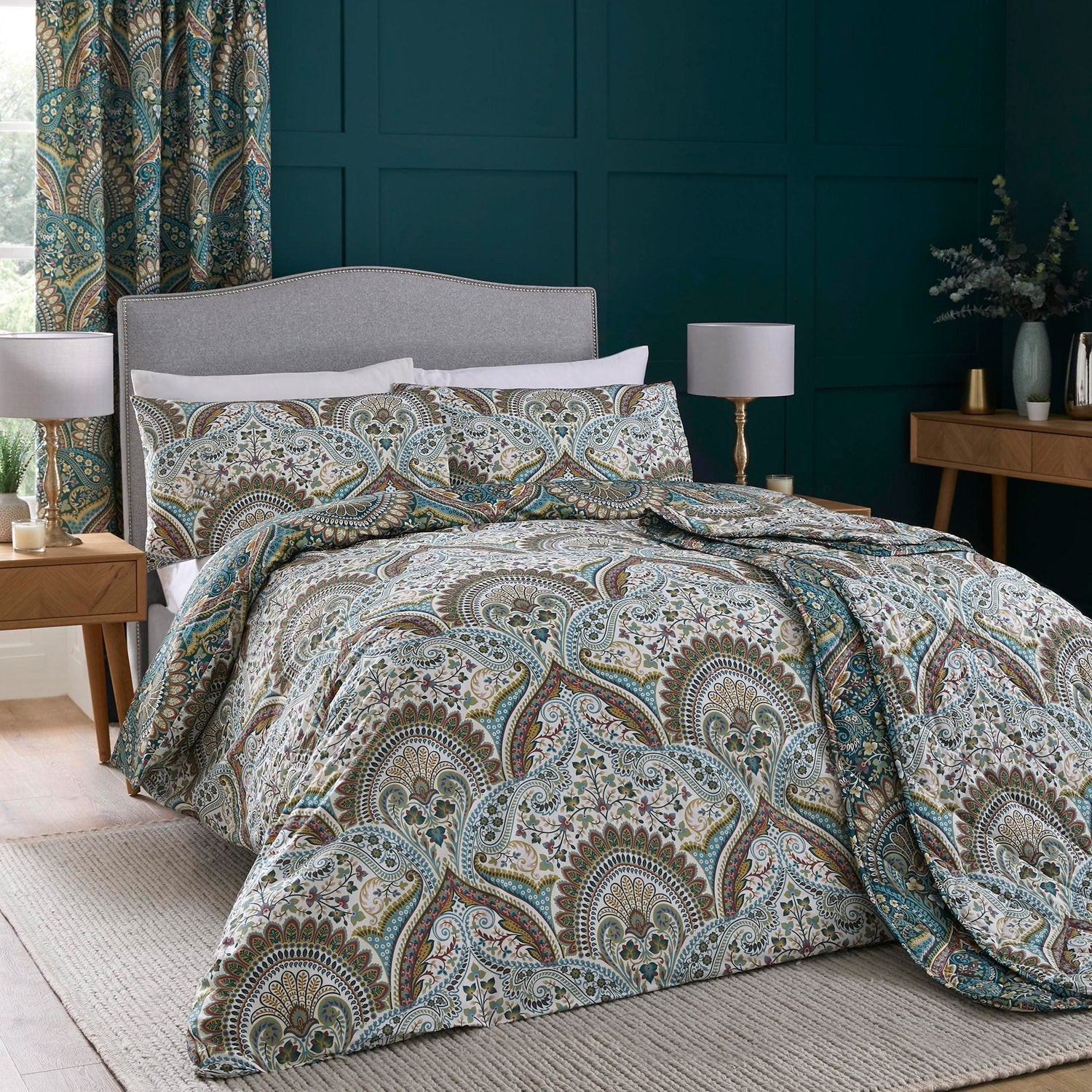 Palais Teal Reversible Duvet Set