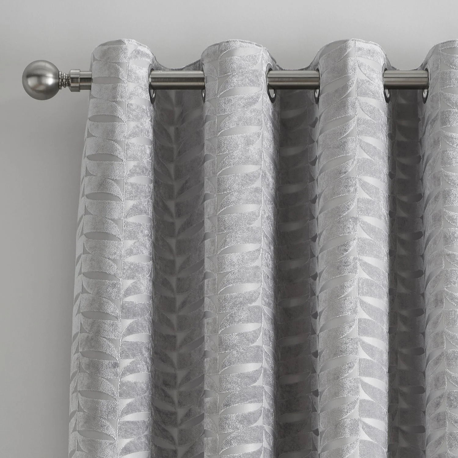 Kendal Silver Grey Velvet Eyelet Curtains