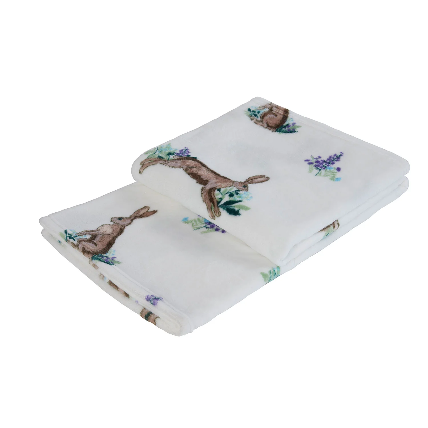 Hare Natural Printed Fleece Throw (130cm x 150cm)