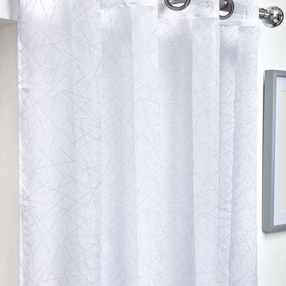 White Aries Eyelet Voile Curtain Panel