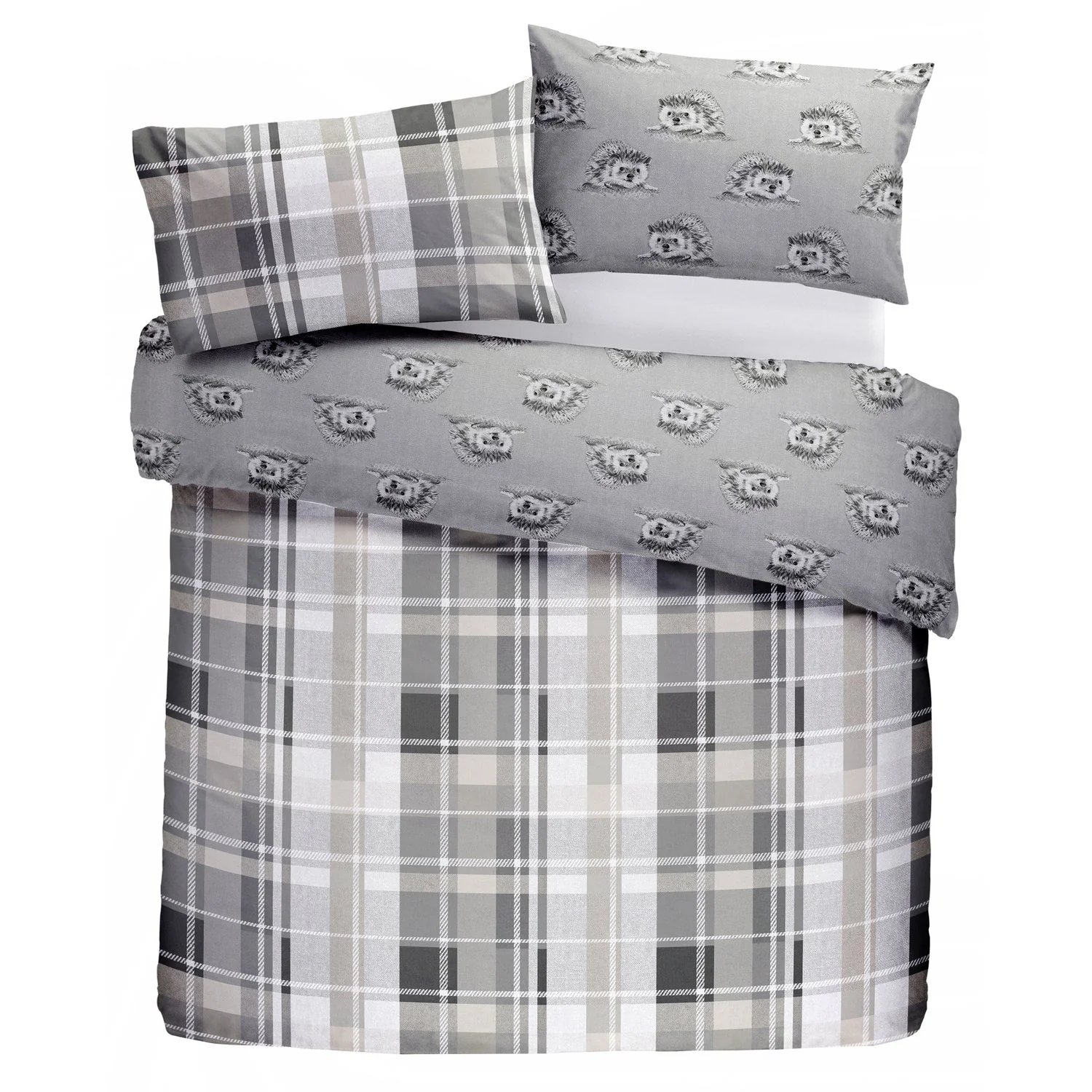 Colville Check Grey Brushed Cotton Duvet Set