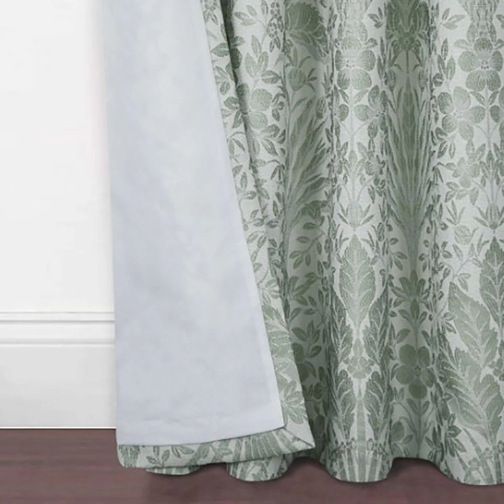 Keswick Sage Jacquard Pencil Pleat Curtains