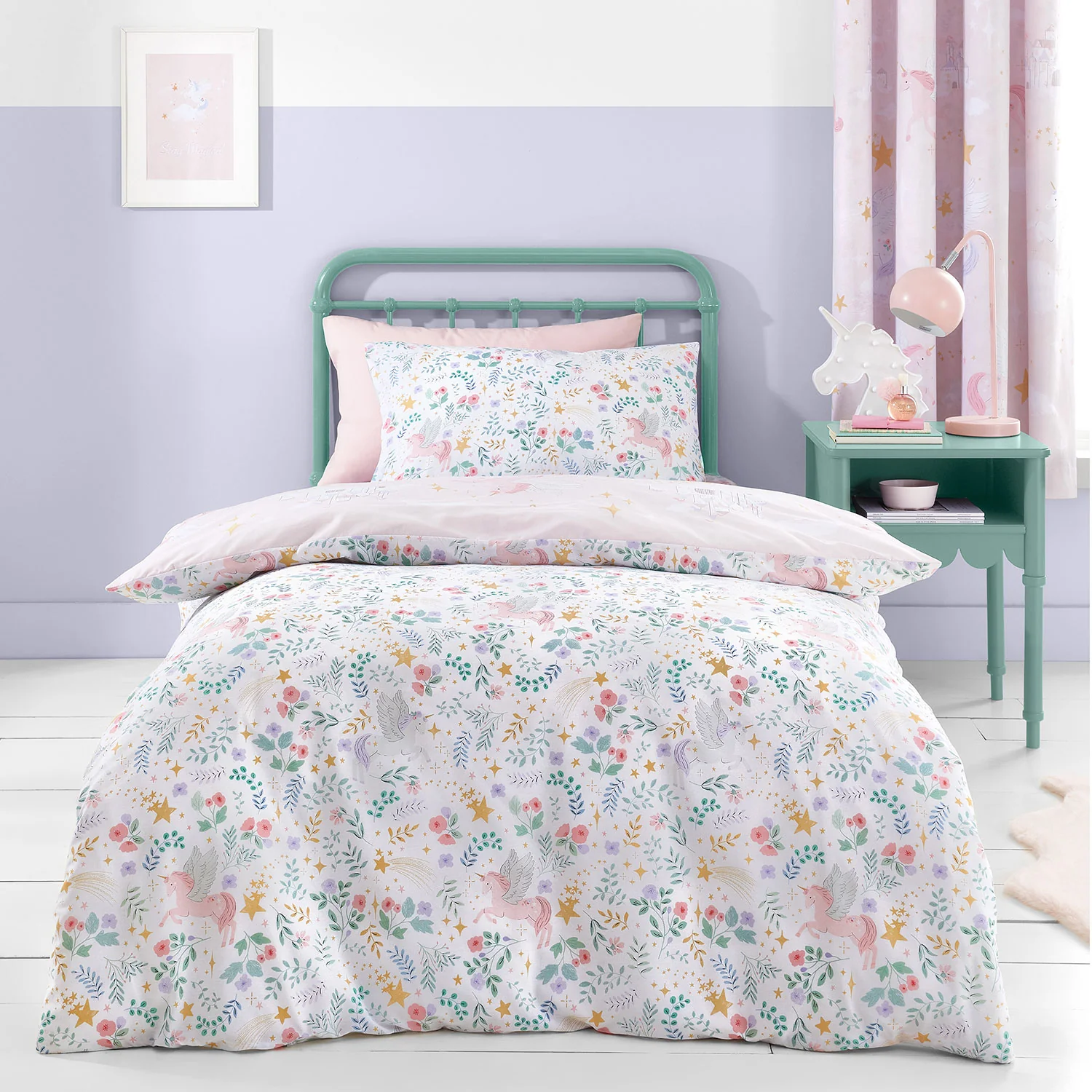 Catherine Lansfield Fairytale Unicorn Reversible Duvet Set