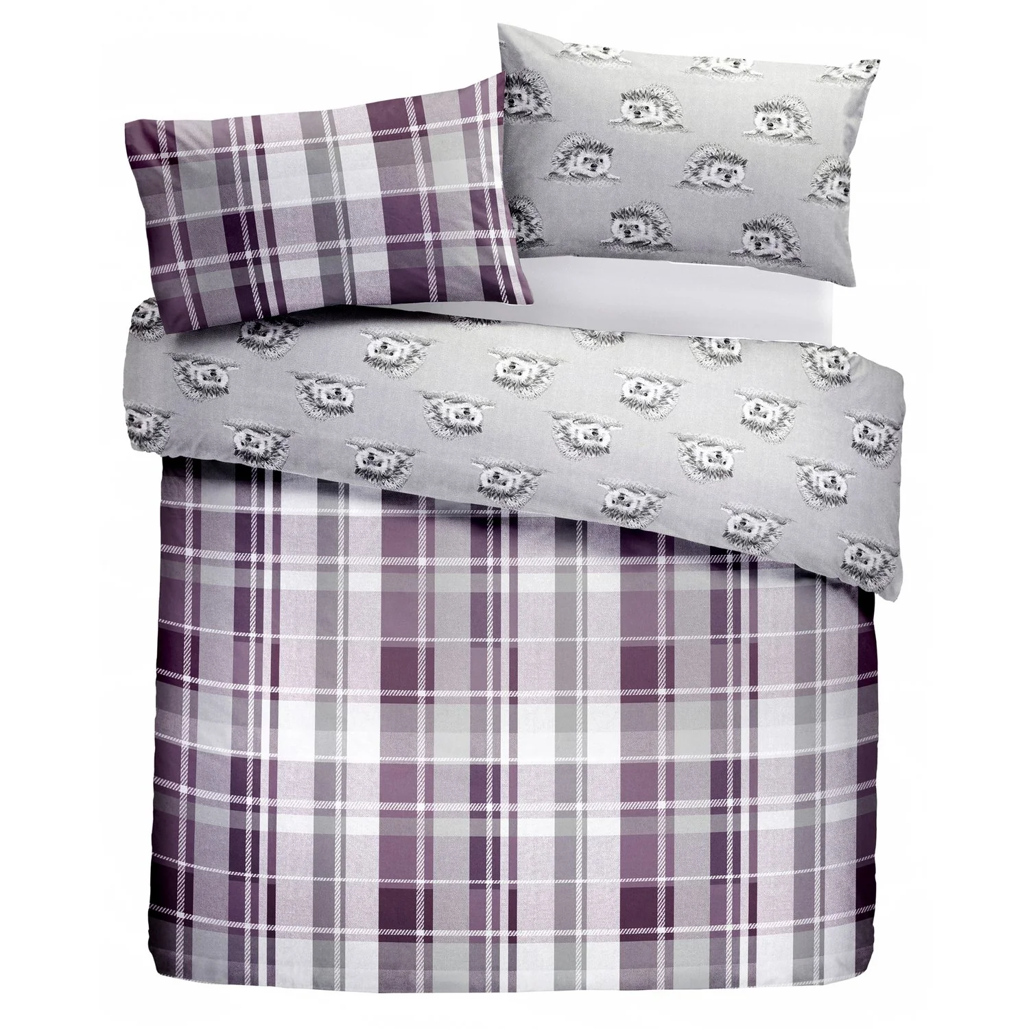 Colville Check Plum Brushed Cotton Duvet Set