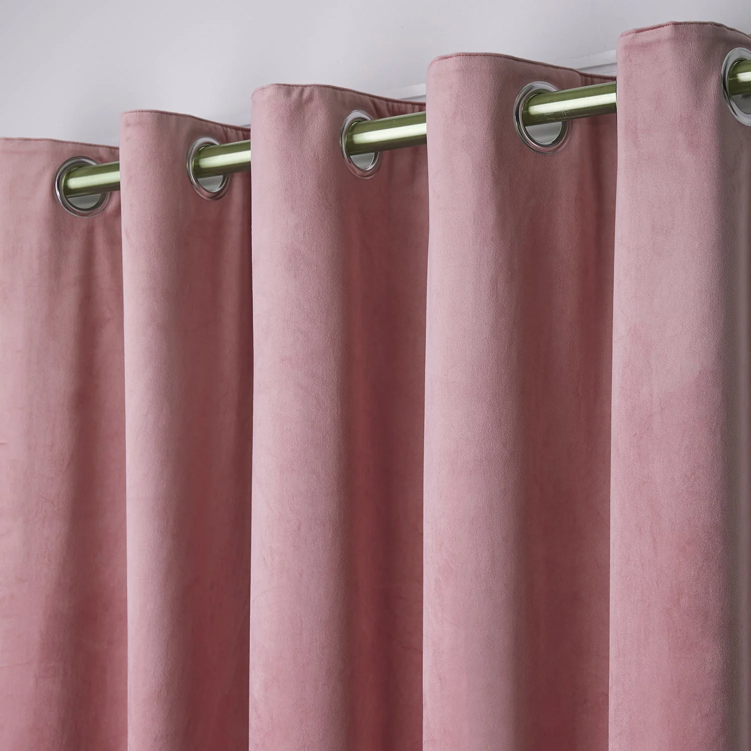 Montrose Blush Pink Velvet Blackout Thermal Coated Eyelet Curtains