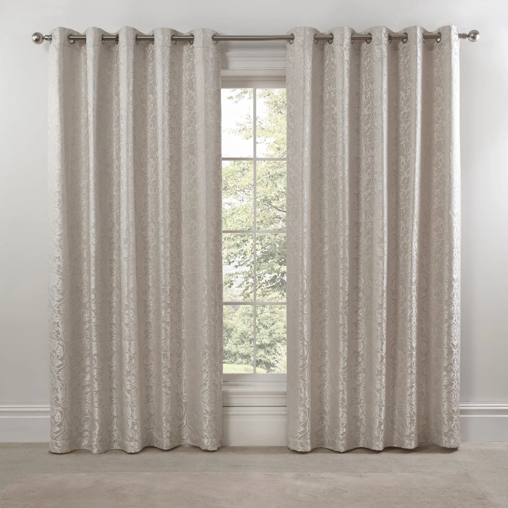 Eden Cream Lined Eyelet Jacquard Curtains