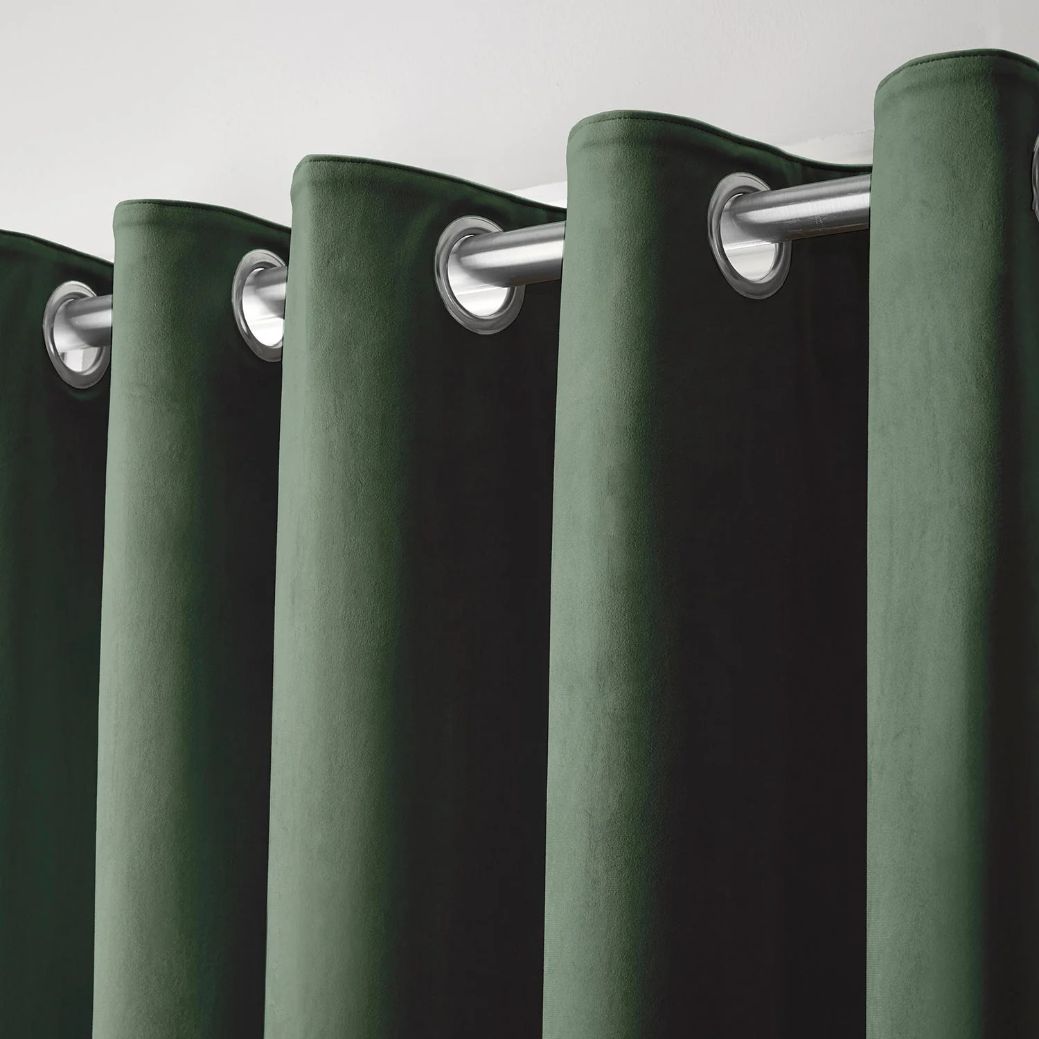 Montrose Bottle Green Velvet Blackout Thermal Coated Eyelet Curtains
