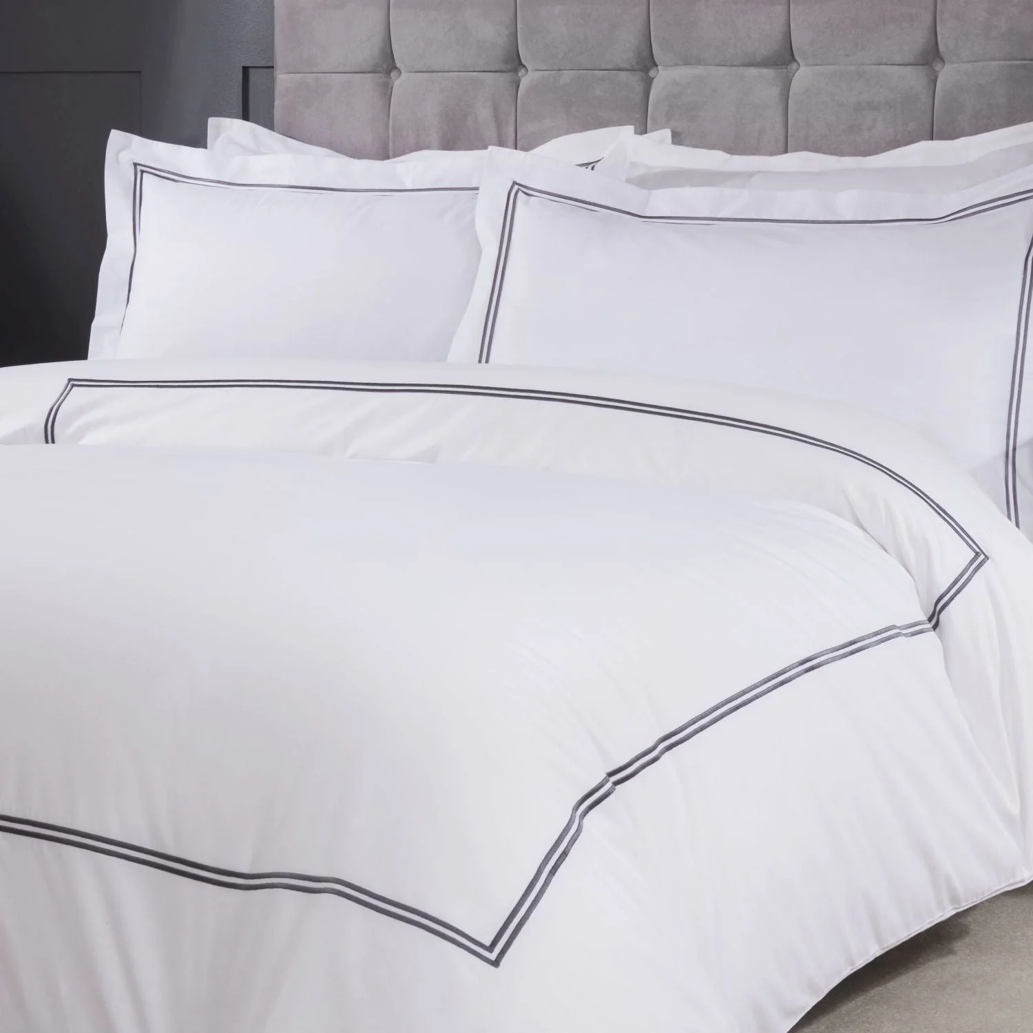 Mayfair Graphite Embroidered Duvet Set