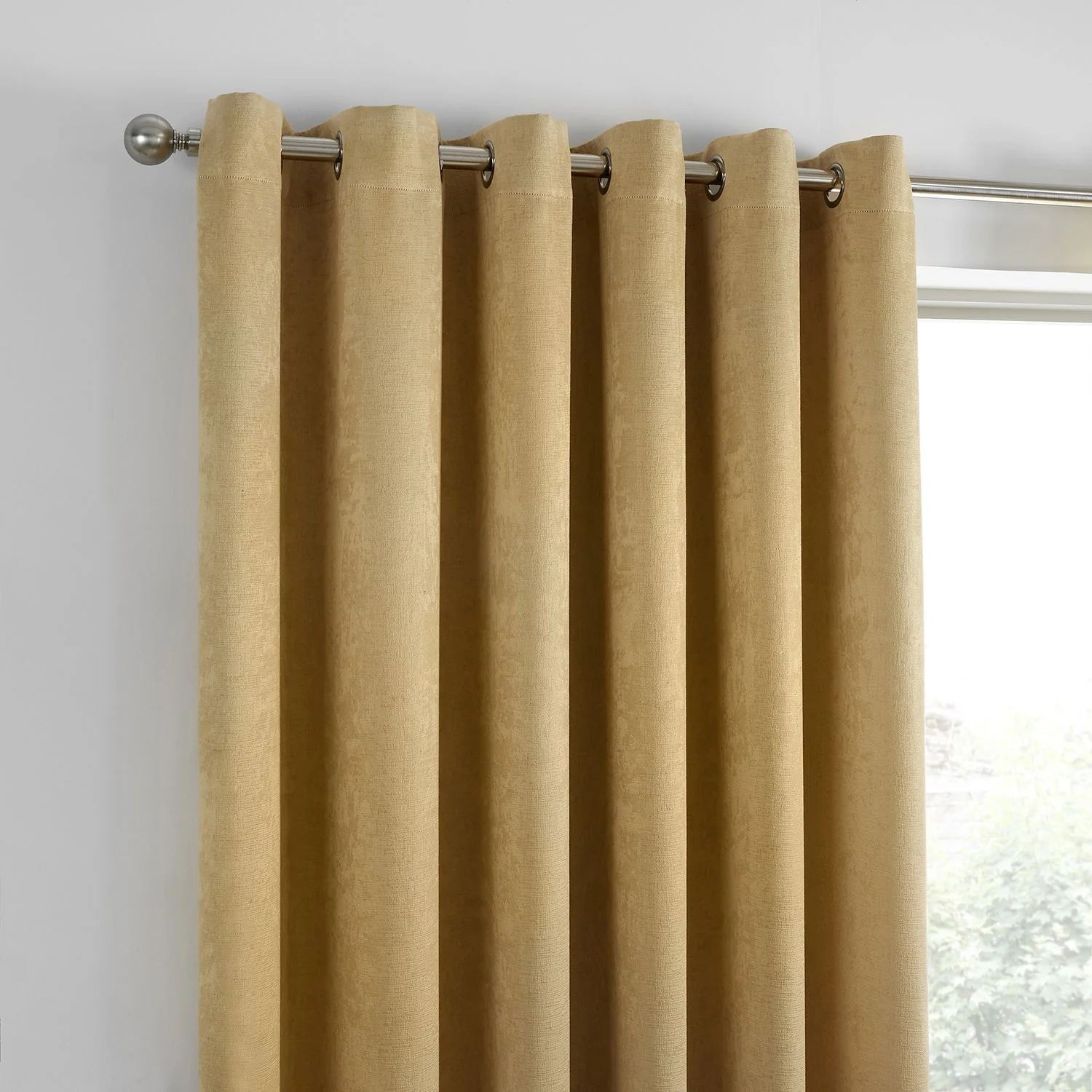 Strata Ochre Yellow Dim Out Eyelet Curtains