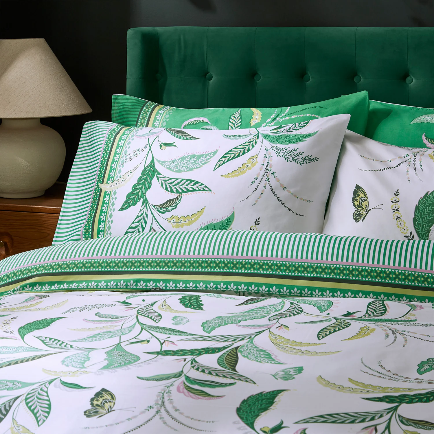 Sara Miller Fern Garden Green 200TC Cotton Duvet Set