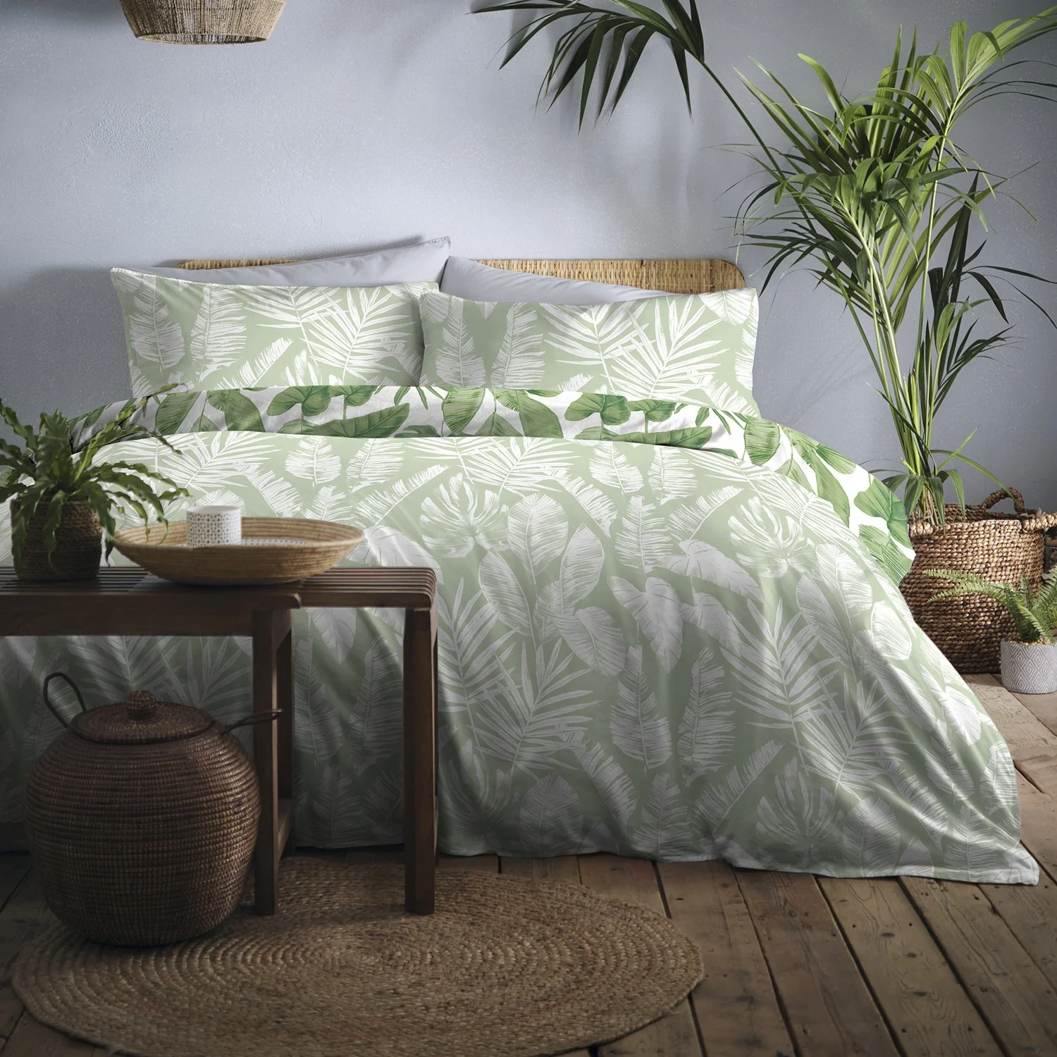 Tahiti Green Tropical Reversible Duvet Set