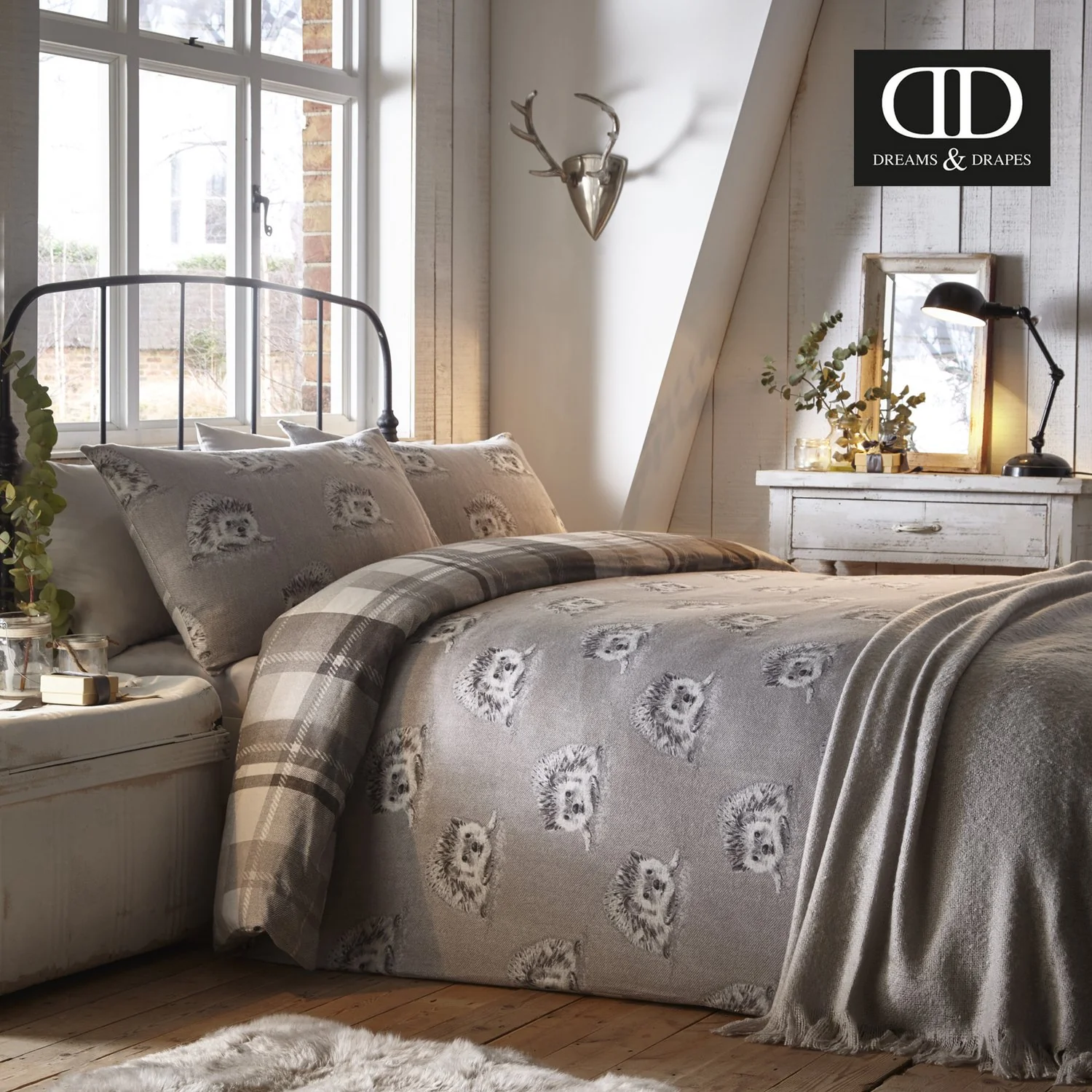 Colville Check Grey Brushed Cotton Duvet Set