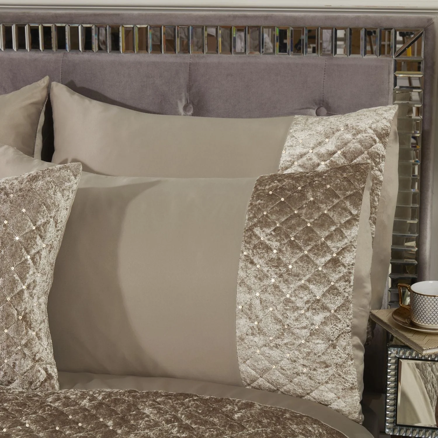 Glamour Mink Quilted Sequin Velvet Duvet Set