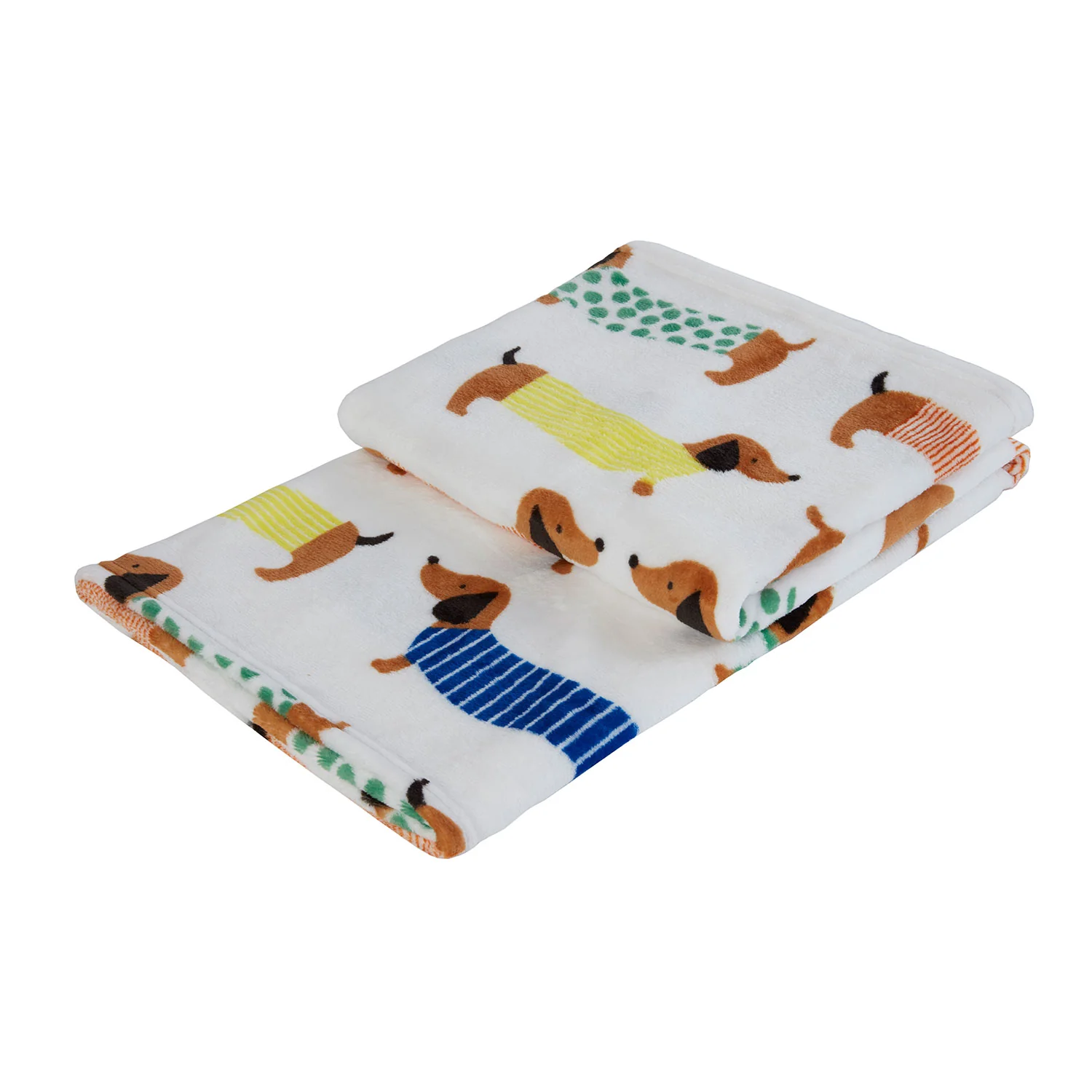 Dog Pals Sausage Dog Printed Fleece Throw (130cm x 150cm)
