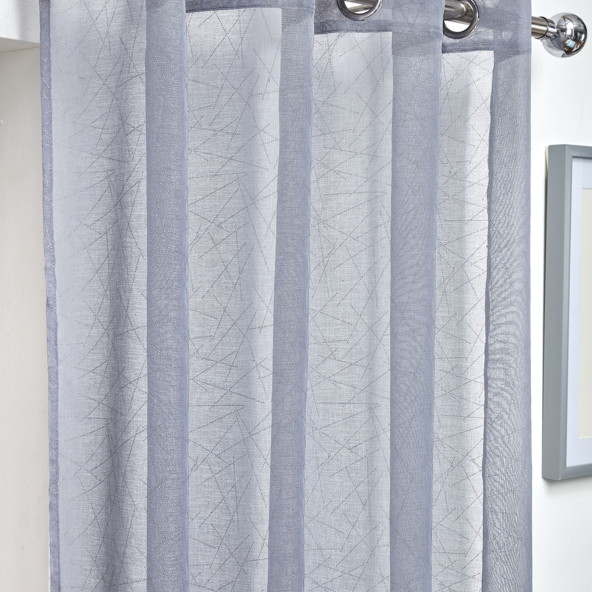 Silver Aries Eyelet Voile Curtain Panel