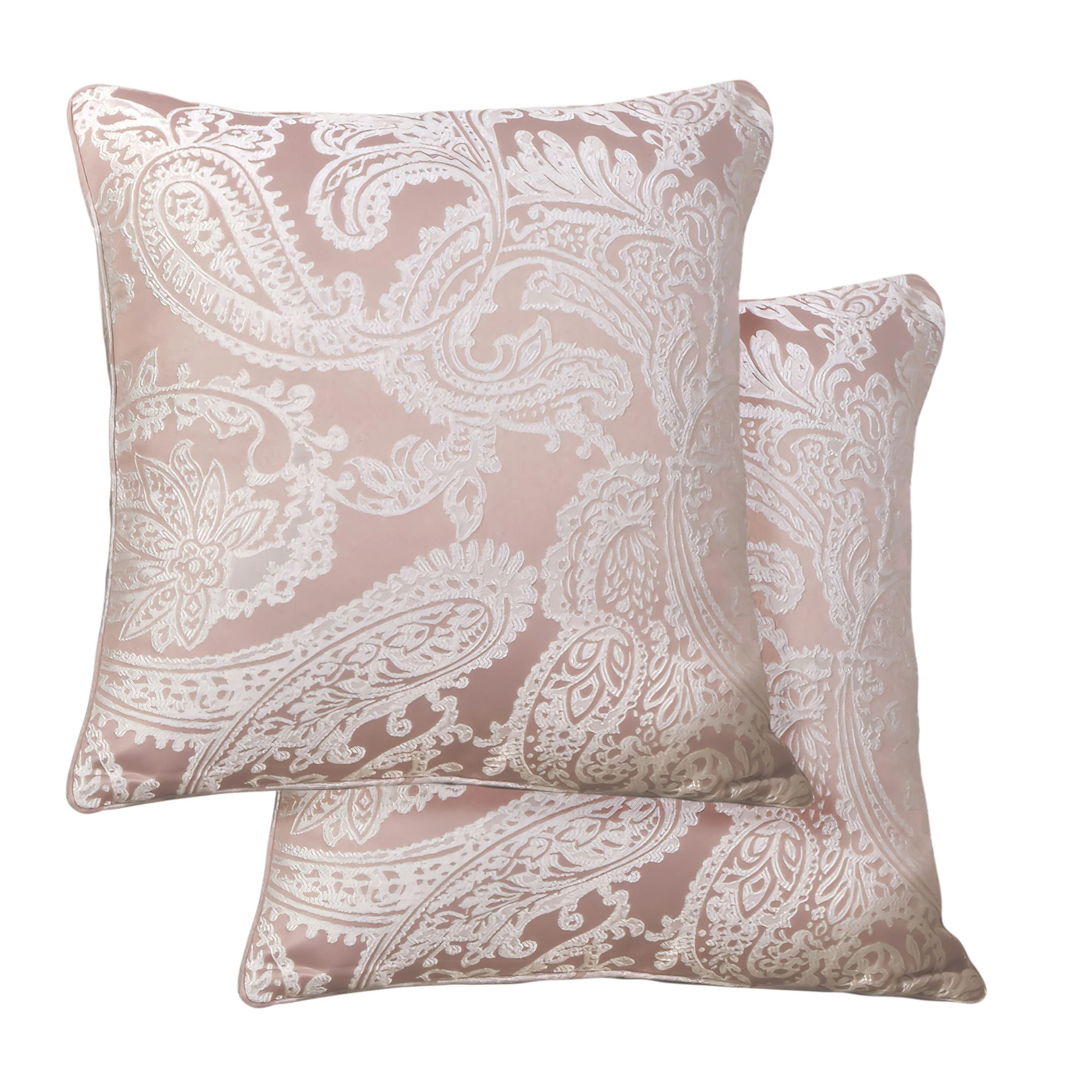 Duchess Blush Pink Jacquard Cushion Cover Pair (43cm x 43cm)