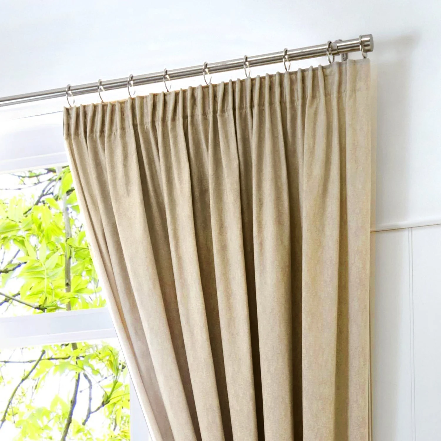 Dijon Natural Blackout Thermal Pencil Pleat Curtains