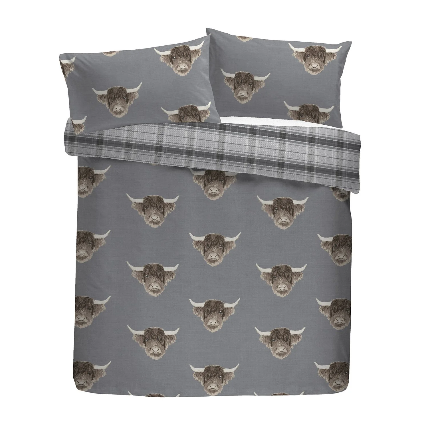 Highland Cow Grey Duvet Set
