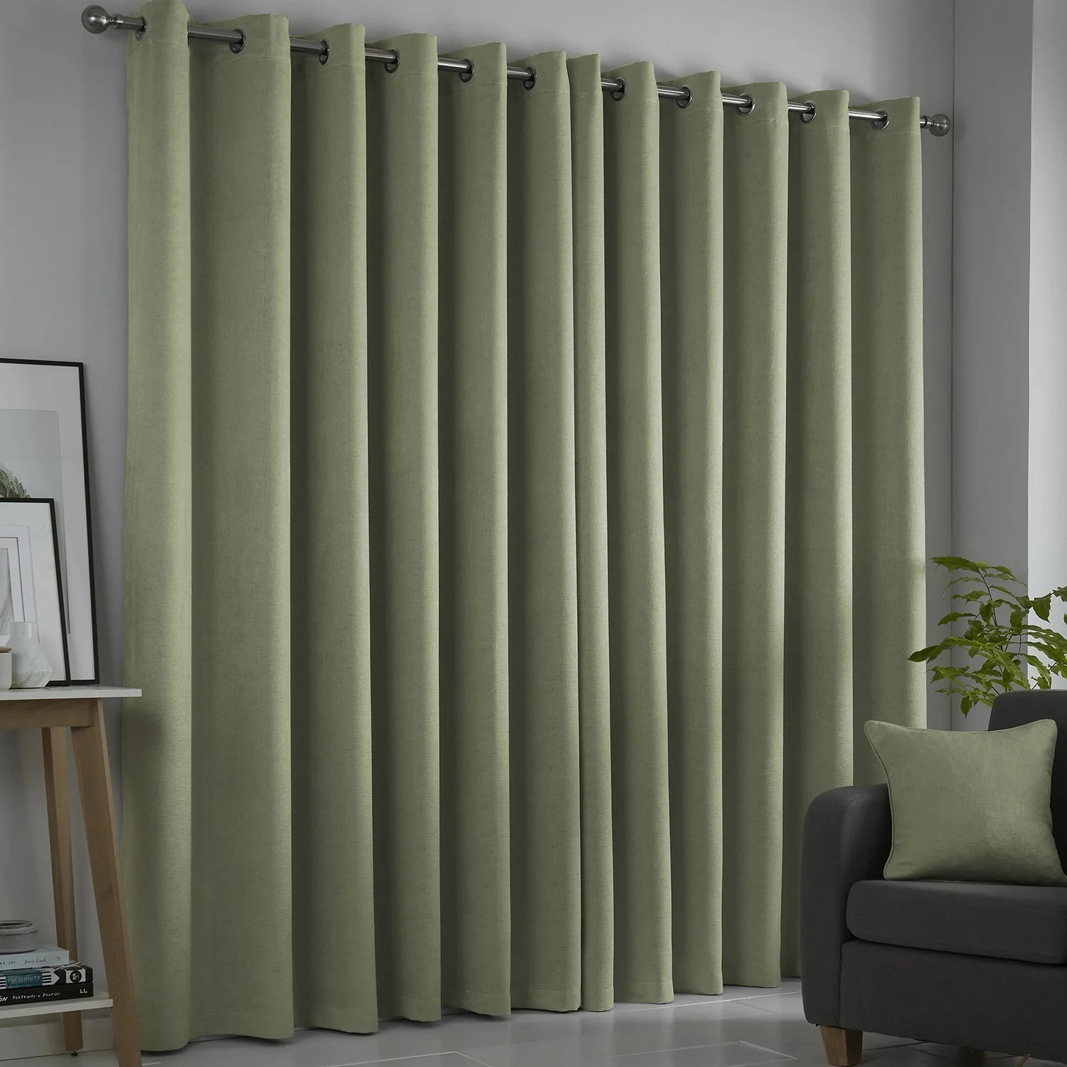 Strata Green Dim Out Eyelet Curtains