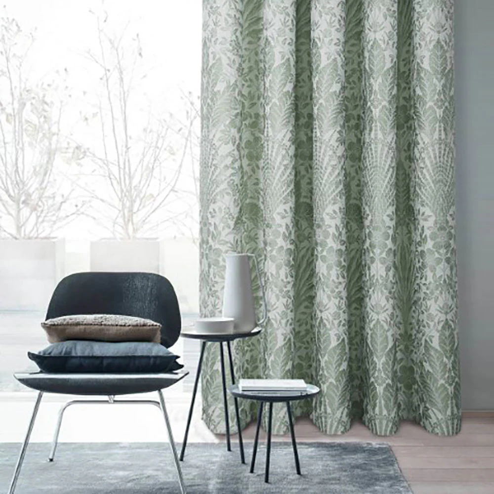 Keswick Sage Jacquard Pencil Pleat Curtains