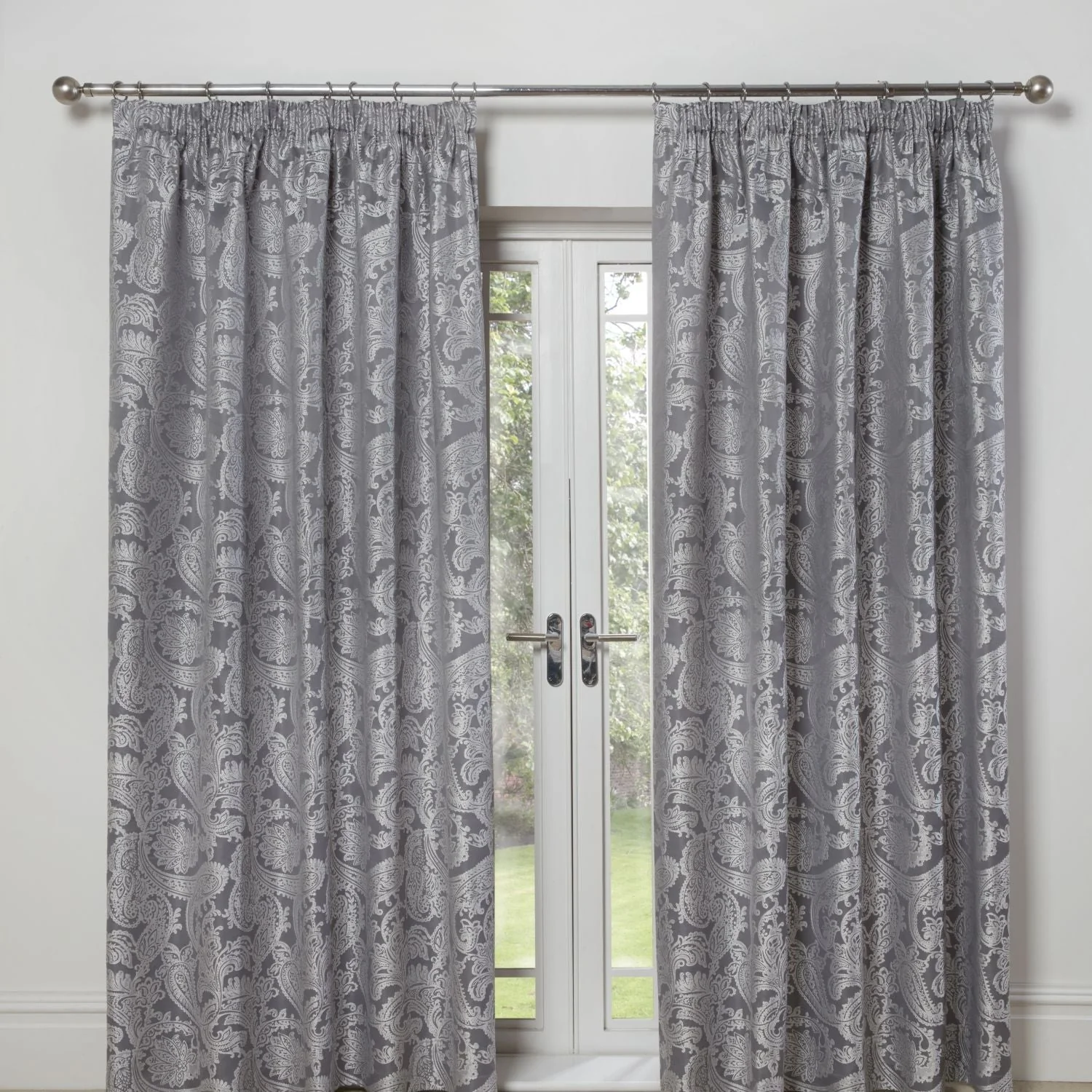 Duchess Silver Lined Pencil Pleat Jacquard Velvet Curtains