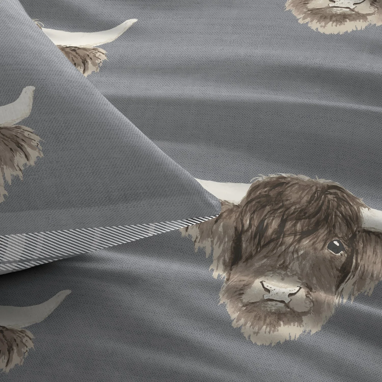 Highland Cow Grey Duvet Set