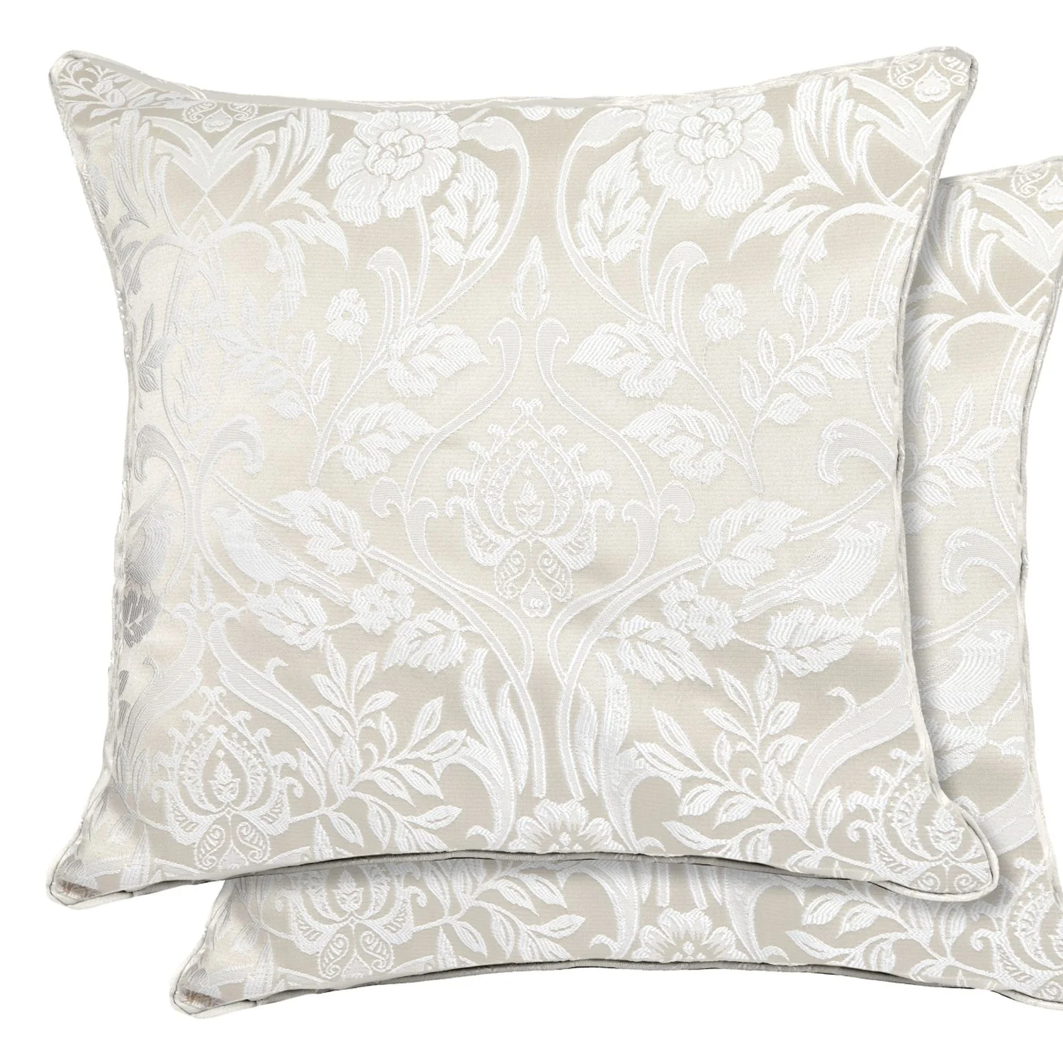 Eden Cream Jacquard Cushion Cover Pair (43cm x 43cm)