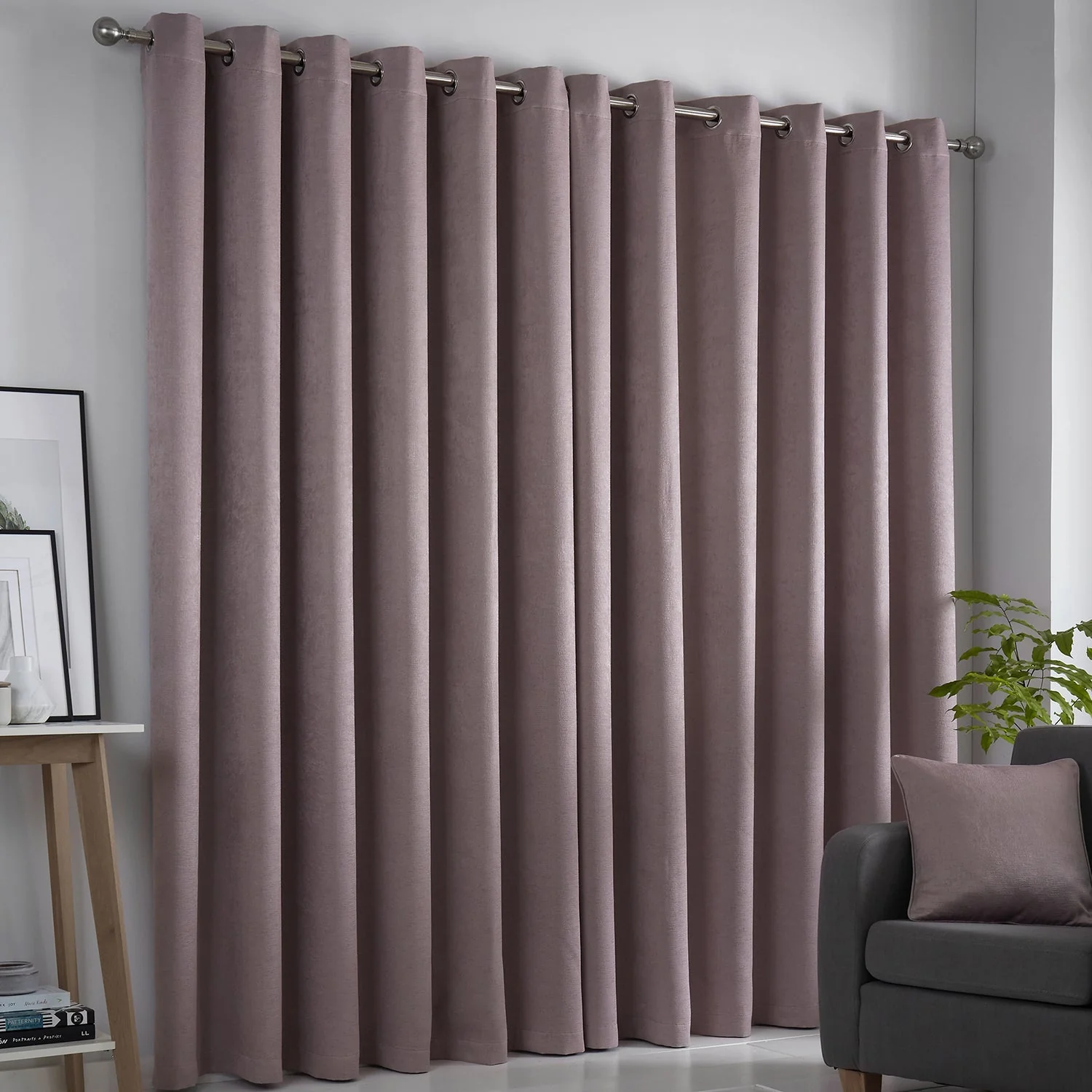Strata Pink Dim Out Eyelet Curtains