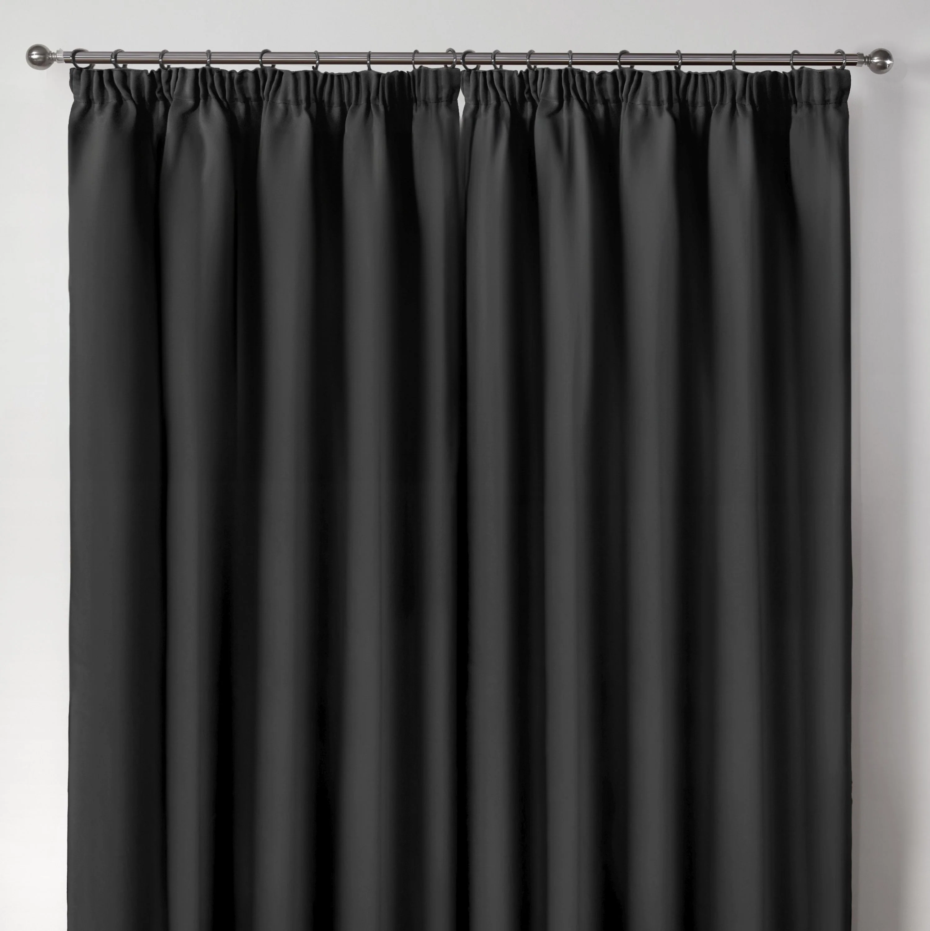 Cali Black Thermal Blackout Pencil Pleat Curtains