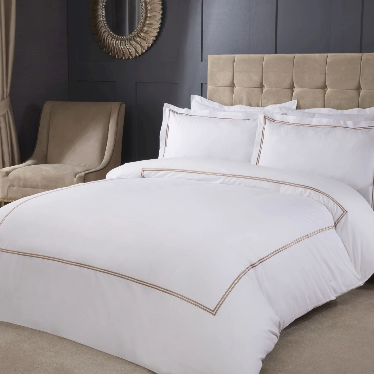 Mayfair Taupe Embroidered Duvet Set