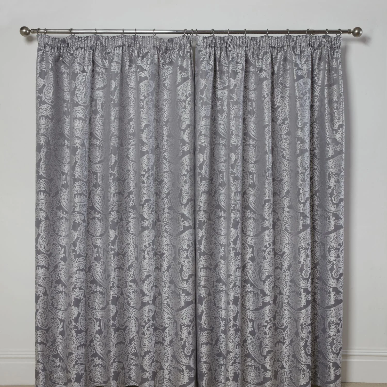 Duchess Silver Lined Pencil Pleat Jacquard Velvet Curtains