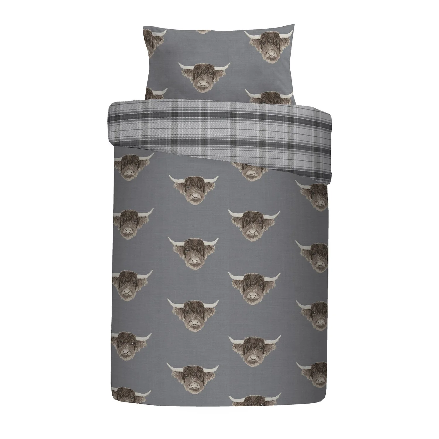 Highland Cow Grey Duvet Set