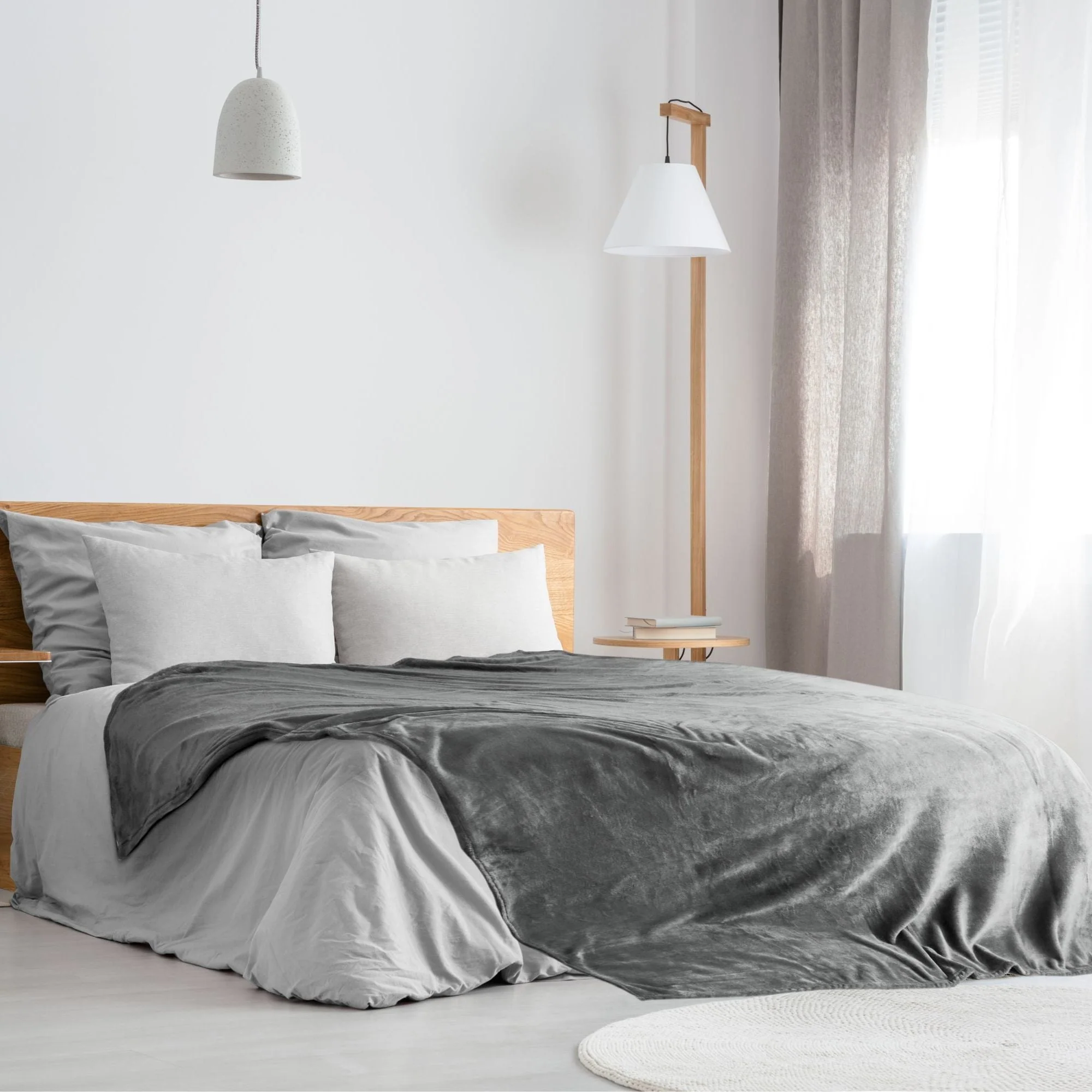 Charcoal Grey Snug Flannel Fleece Super Soft Throw